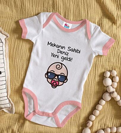 BK Kids Kişiye Özel Pembe Bebek Body Zıbın - Model 103