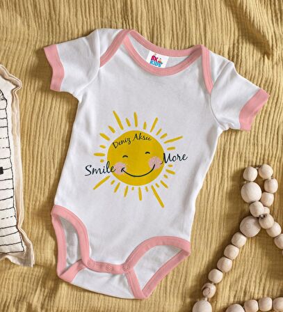 BK Kids Kişiye Özel Pembe Bebek Body Zıbın - Model 106