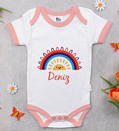 BK Kids Kişiye Özel Pembe Bebek Body Zıbın - Model 107