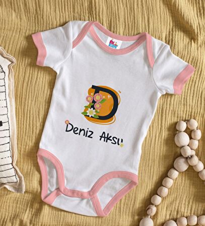 BK Kids Kişiye Özel Pembe Bebek Body Zıbın - Model 109
