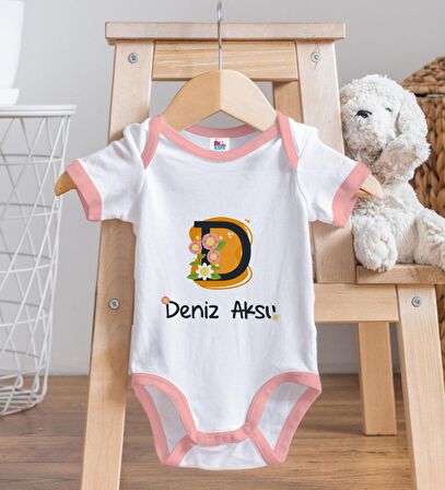 BK Kids Kişiye Özel Pembe Bebek Body Zıbın - Model 109