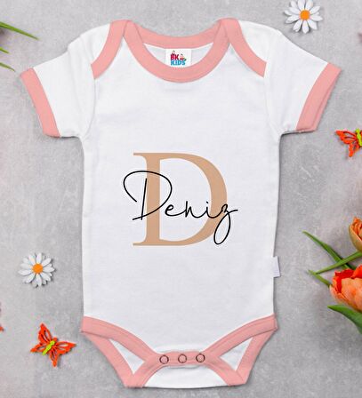 BK Kids Kişiye Özel Pembe Bebek Body Zıbın - Model 116