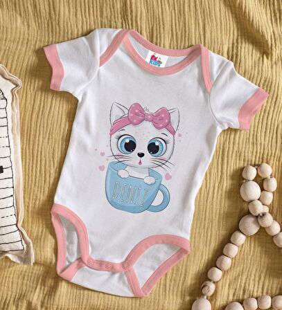 BK Kids Kişiye Özel Pembe Bebek Body Zıbın - Model 118