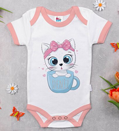 BK Kids Kişiye Özel Pembe Bebek Body Zıbın - Model 118
