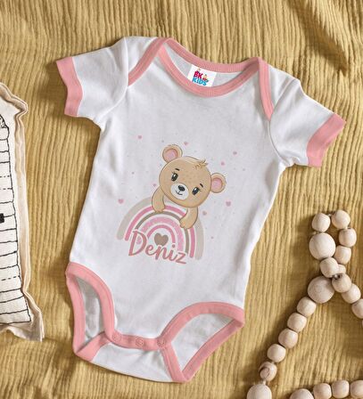 BK Kids Kişiye Özel Pembe Bebek Body Zıbın - Model 119
