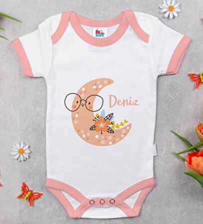 BK Kids Kişiye Özel Pembe Bebek Body Zıbın - Model 121