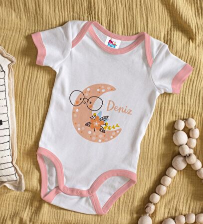 BK Kids Kişiye Özel Pembe Bebek Body Zıbın - Model 121