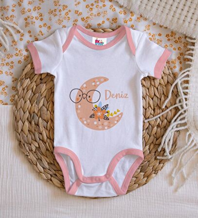 BK Kids Kişiye Özel Pembe Bebek Body Zıbın - Model 121