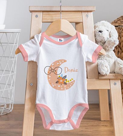 BK Kids Kişiye Özel Pembe Bebek Body Zıbın - Model 121