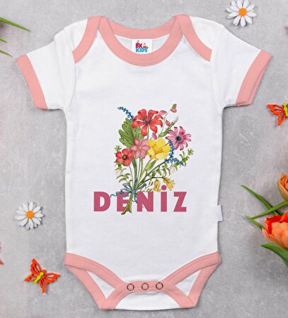 BK Kids Kişiye Özel Pembe Bebek Body Zıbın - Model 122