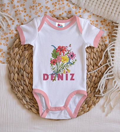 BK Kids Kişiye Özel Pembe Bebek Body Zıbın - Model 122