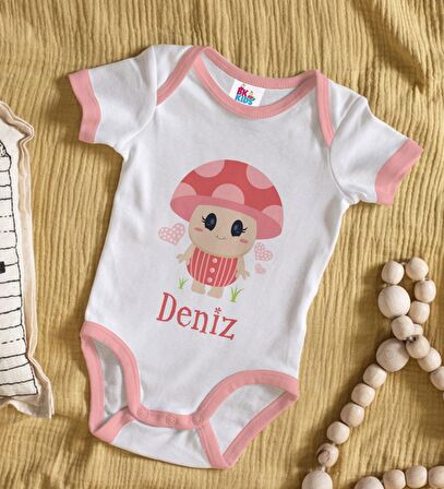 BK Kids Kişiye Özel Pembe Bebek Body Zıbın - Model 123