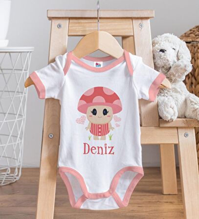BK Kids Kişiye Özel Pembe Bebek Body Zıbın - Model 123