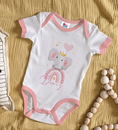 BK Kids Kişiye Özel Pembe Bebek Body Zıbın - Model 124