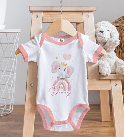 BK Kids Kişiye Özel Pembe Bebek Body Zıbın - Model 124
