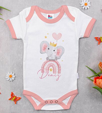 BK Kids Kişiye Özel Pembe Bebek Body Zıbın - Model 124