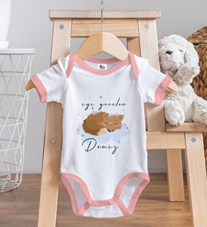 BK Kids Kişiye Özel Pembe Bebek Body Zıbın - Model 129