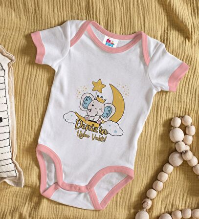 BK Kids Kişiye Özel Pembe Bebek Body Zıbın - Model 131