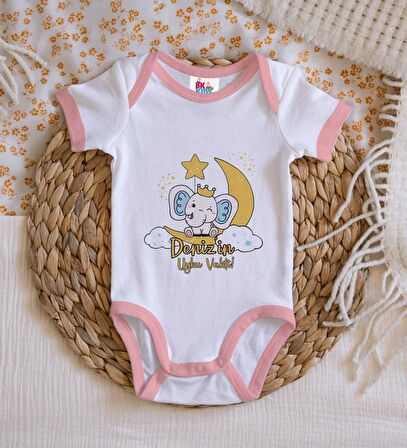 BK Kids Kişiye Özel Pembe Bebek Body Zıbın - Model 131