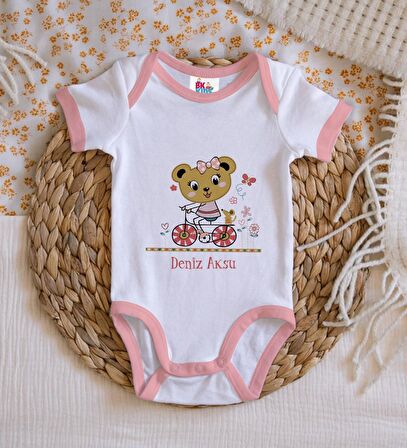 BK Kids Kişiye Özel Pembe Bebek Body Zıbın - Model 137