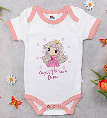 BK Kids Kişiye Özel Pembe Bebek Body Zıbın - Model 145