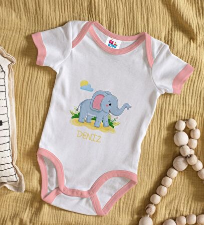 BK Kids Kişiye Özel Pembe Bebek Body Zıbın - Model 151