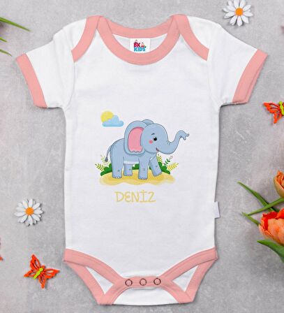 BK Kids Kişiye Özel Pembe Bebek Body Zıbın - Model 151