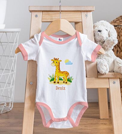 BK Kids Kişiye Özel Pembe Bebek Body Zıbın - Model 152