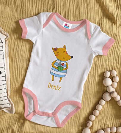 BK Kids Kişiye Özel Pembe Bebek Body Zıbın - Model 153