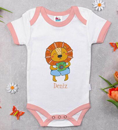 BK Kids Kişiye Özel Pembe Bebek Body Zıbın - Model 155
