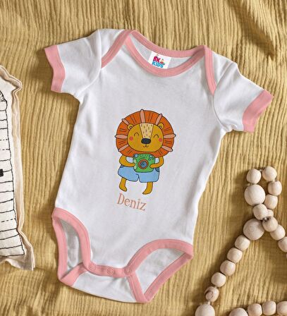 BK Kids Kişiye Özel Pembe Bebek Body Zıbın - Model 155