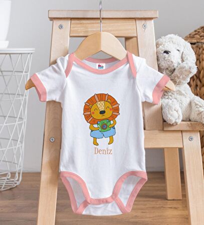 BK Kids Kişiye Özel Pembe Bebek Body Zıbın - Model 155