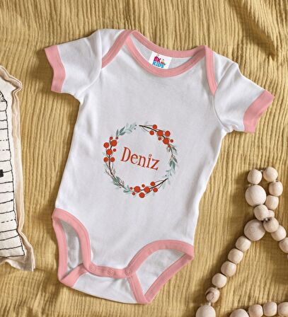 BK Kids Kişiye Özel Pembe Bebek Body Zıbın - Model 156