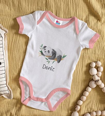 BK Kids Kişiye Özel Pembe Bebek Body Zıbın - Model 158