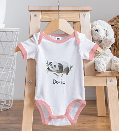 BK Kids Kişiye Özel Pembe Bebek Body Zıbın - Model 158