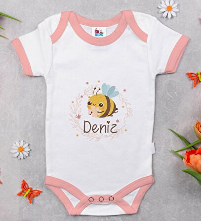 BK Kids Kişiye Özel Pembe Bebek Body Zıbın - Model 162