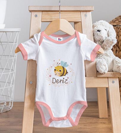 BK Kids Kişiye Özel Pembe Bebek Body Zıbın - Model 162