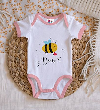 BK Kids Kişiye Özel Pembe Bebek Body Zıbın - Model 165