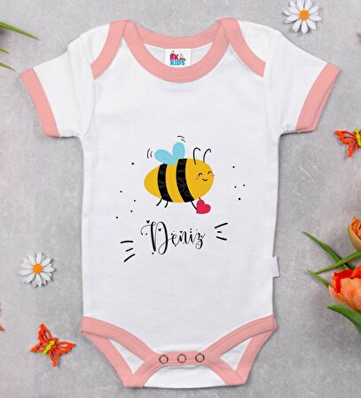 BK Kids Kişiye Özel Pembe Bebek Body Zıbın - Model 165