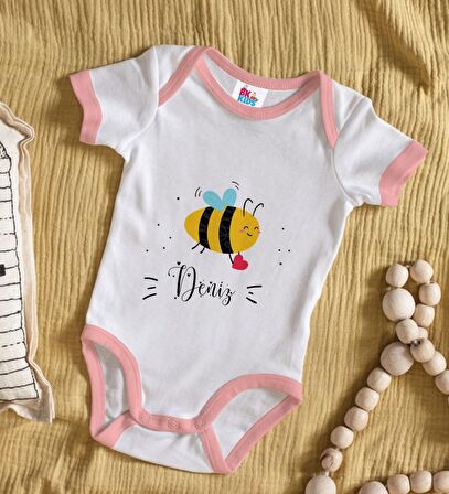 BK Kids Kişiye Özel Pembe Bebek Body Zıbın - Model 165