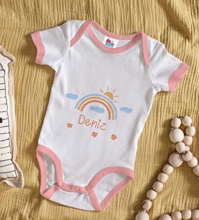 BK Kids Kişiye Özel Pembe Bebek Body Zıbın - Model 169