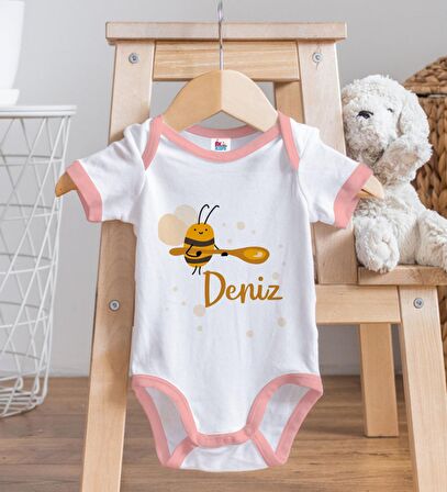 BK Kids Kişiye Özel Pembe Bebek Body Zıbın - Model 171