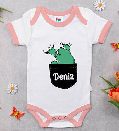 BK Kids Kişiye Özel Pembe Bebek Body Zıbın - Model 172
