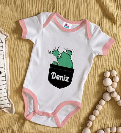 BK Kids Kişiye Özel Pembe Bebek Body Zıbın - Model 172
