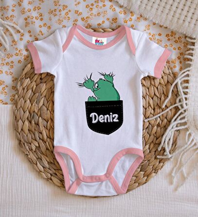 BK Kids Kişiye Özel Pembe Bebek Body Zıbın - Model 172