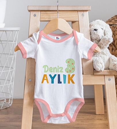 BK Kids Kişiye Özel Pembe Bebek Body Zıbın - Model 173