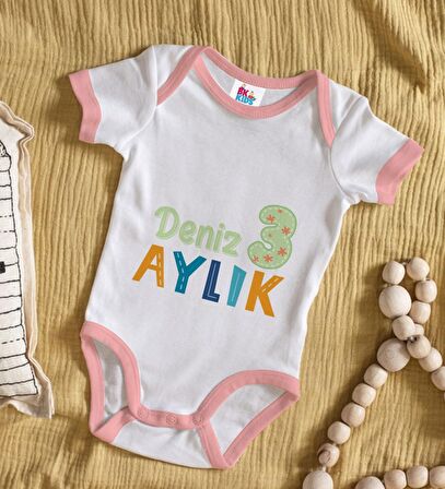BK Kids Kişiye Özel Pembe Bebek Body Zıbın - Model 173