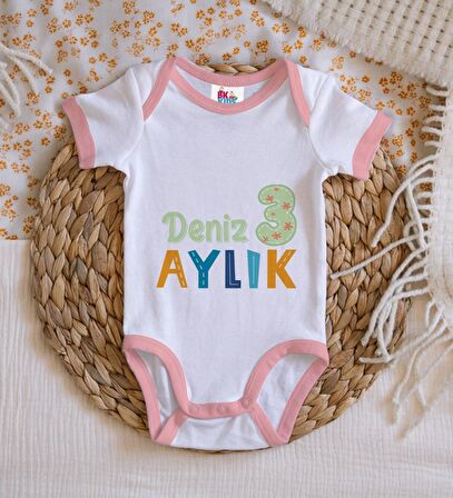 BK Kids Kişiye Özel Pembe Bebek Body Zıbın - Model 173