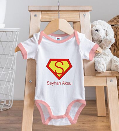 BK Kids Kişiye Özel Pembe Bebek Body Zıbın - Model 174