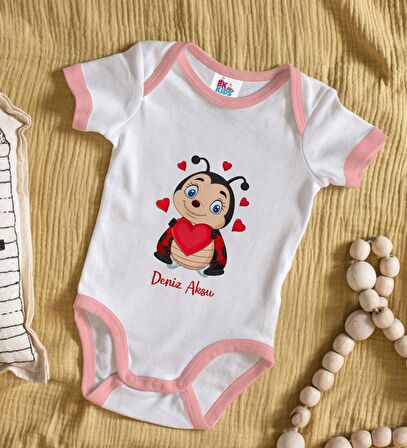 BK Kids Kişiye Özel Pembe Bebek Body Zıbın - Model 176